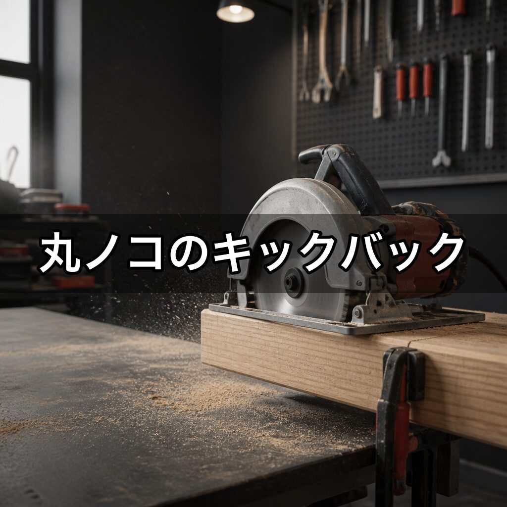 丸ノコで木材を切る様子｜キックバックの防ぎ方